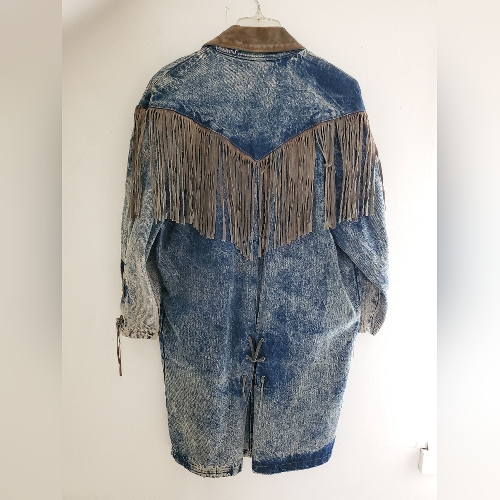 70s 80s Vintage Denim & Suede Western Jacket - Picture 15 of 16